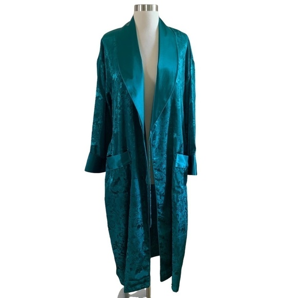Vintage Gold Label Victoria’s Secret Emerald Green Ling Robe Size M/L - Picture 6 of 12